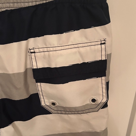 Joe Fresh Kids Swim Trunks - Navy, White and Gray Stripes - Picture 4 of 5